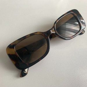 MANGO Retro Style Square Frame Sunglasses Tortoise